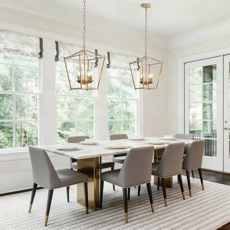Luminaire suspendu moderne à 4 lumières avec chaîne réglable pour îlot de cuisine, salle à manger, vestibule, escalier et escalier