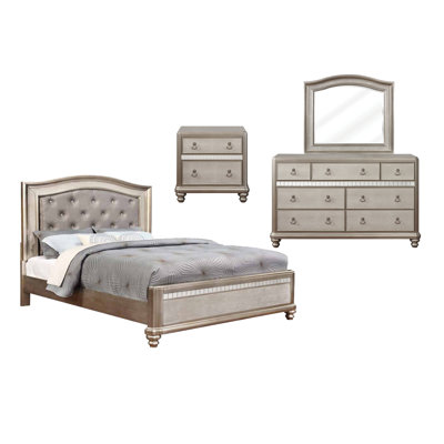 Sabin Metallic Platinum 4-Piece Queen Bedroom Set -  Willa Arloâ¢ Interiors, E160D91D490D49DA8476AA1F8170B7C7