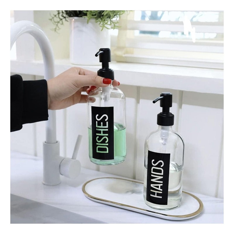 Black Glass Soap Dispenser Set 2 Pack