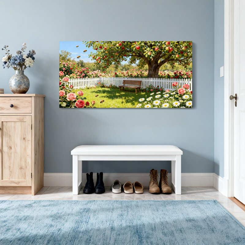 Scène de jardin paisible avec pommier et banc Scenic & Cityscapes, H 16 po x l 32 po