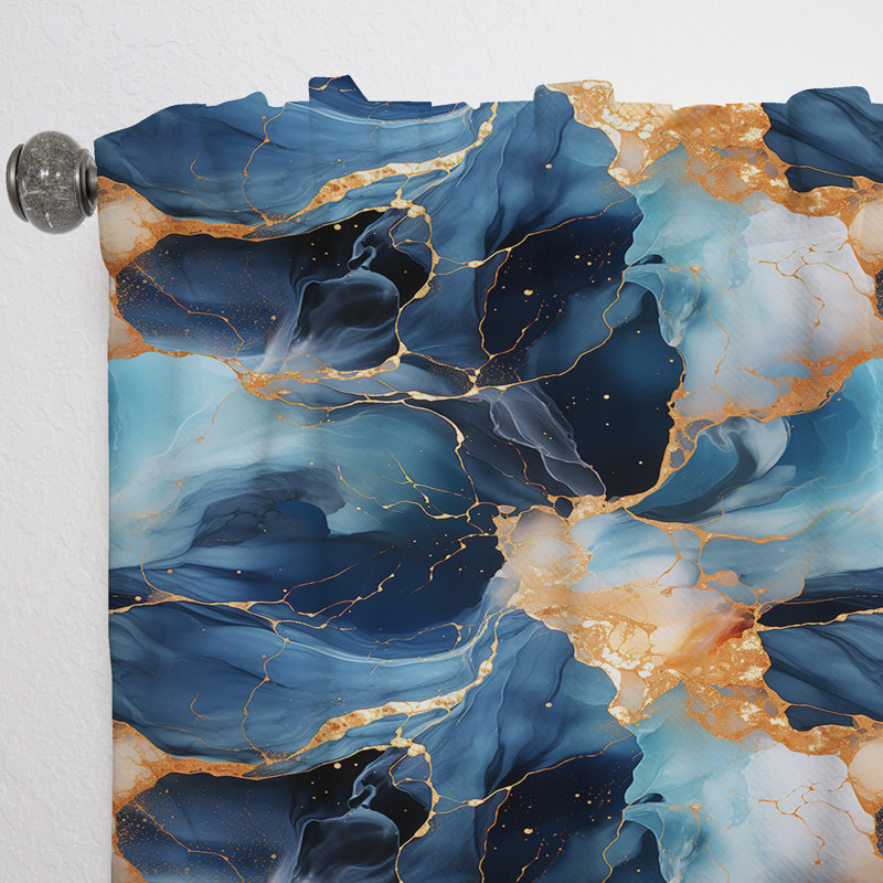 Rideau obscurcissant en marbre bleu et doré - 1 panneau, L 52 po x L 95 po