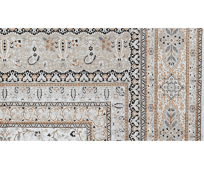 Tapis ivoire noué à la main de haute qualité