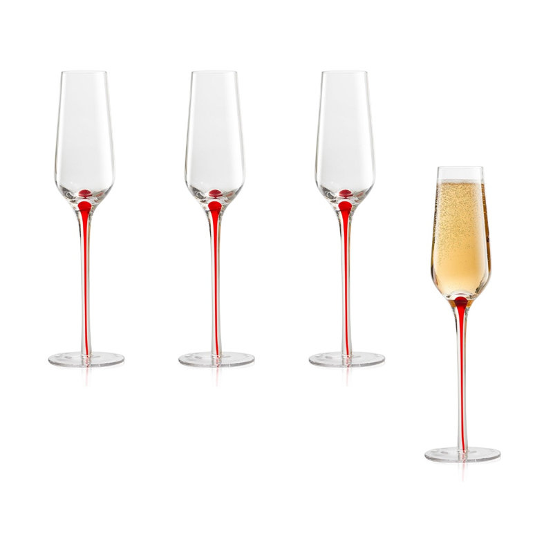 Tempest Red 10 oz Flûte en cristal, Clear/Red