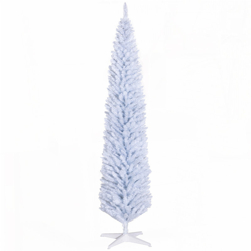 8' Artificial Pencil White Christmas Tree, White