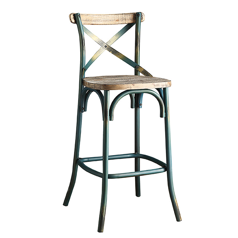 Tabouret de bar Vintage Antique Turquoise & Oak