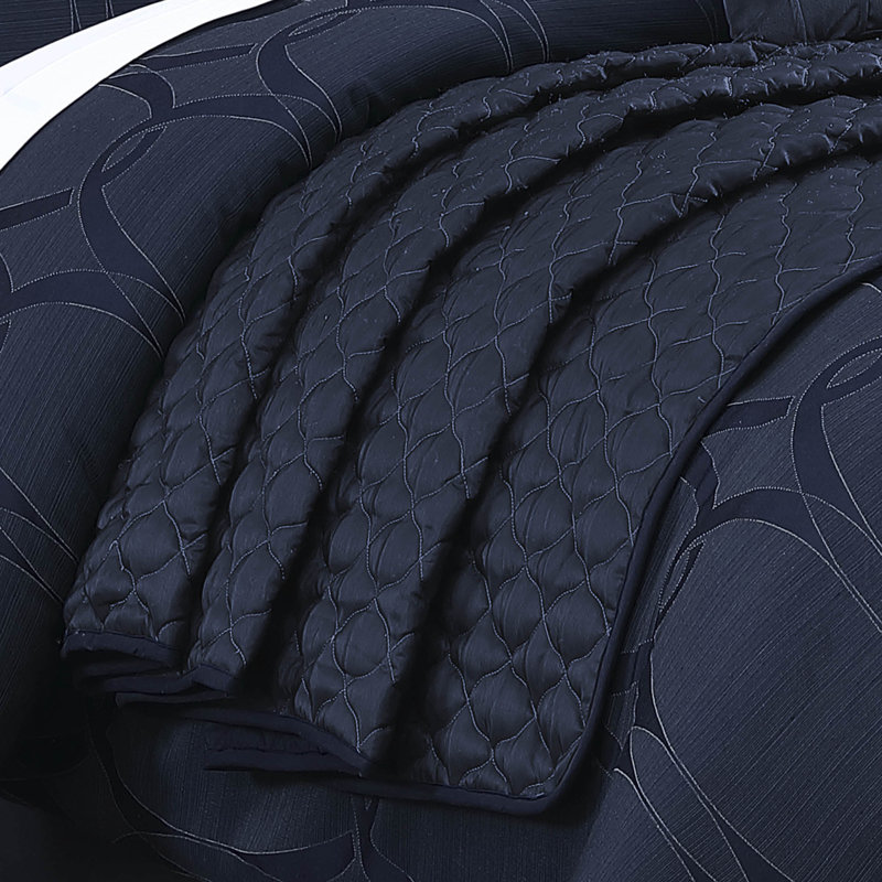 Destiny Dark Blue Comforter Set, Queen