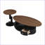 Ensemble de 2 tables basses noires gigognes - ovales et amp; Meuble de salon rond et peu encombrant facile à assembler-467243332