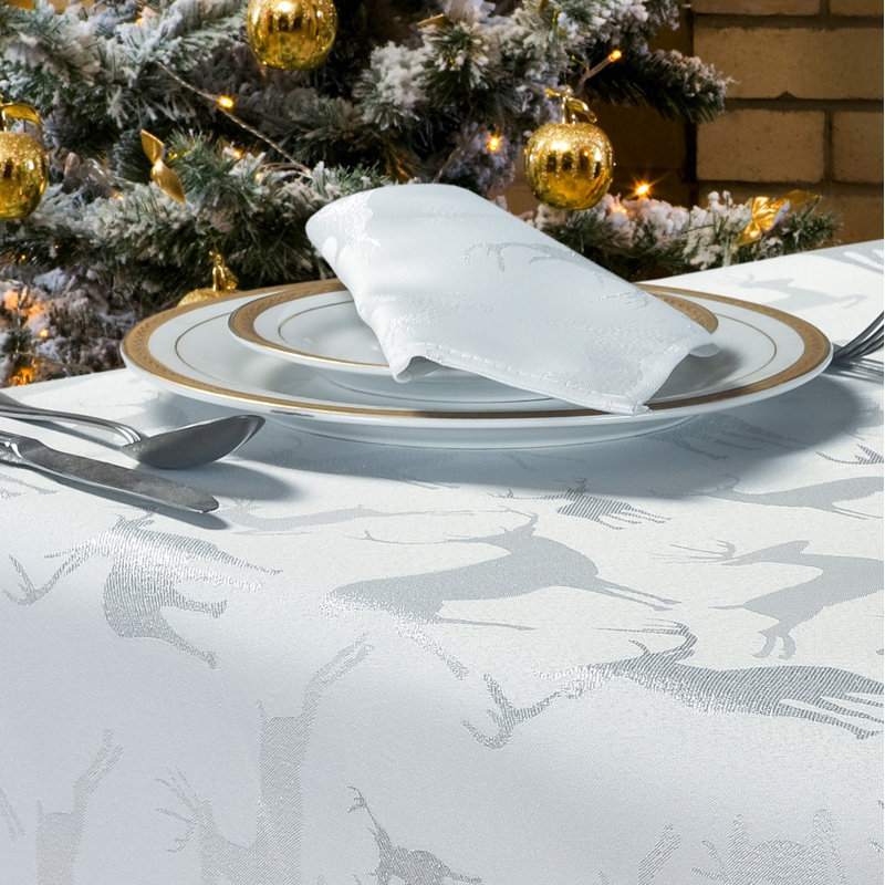 Large Stag Napkins Abhinav, White/Silver