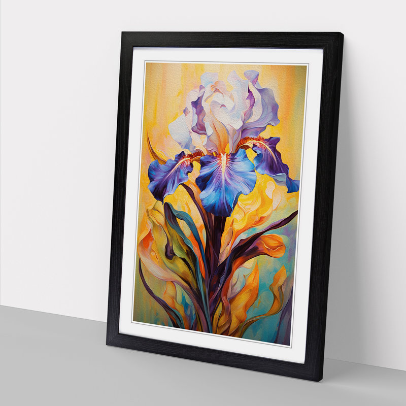 Iris Flower Expressionism - Framed Print, Black Framed, 46cm H x 34cm W x 2cm D
