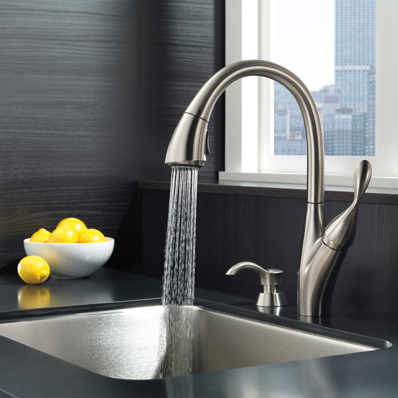 Berkley Pull Down Single Handle Kitchen Faucet with MagnaTite Docking Technology and Soap Dispenser