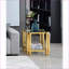 Table basse en verre trempé à double couche dorée, structure irrégulière en acier inoxydable, facile à nettoyer et peu encombrante pour le salon