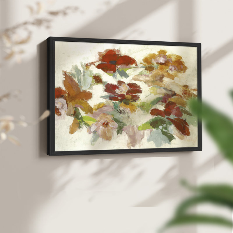 Floral Impressions V1 - Reproduction encadrée - Restickable, H 11 po x l 14 po, Noir, noir, noir, noir