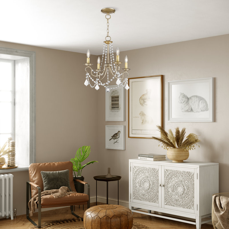 Fabio 4 - Light Dimmable Chandelier, Antique Silver Leaf