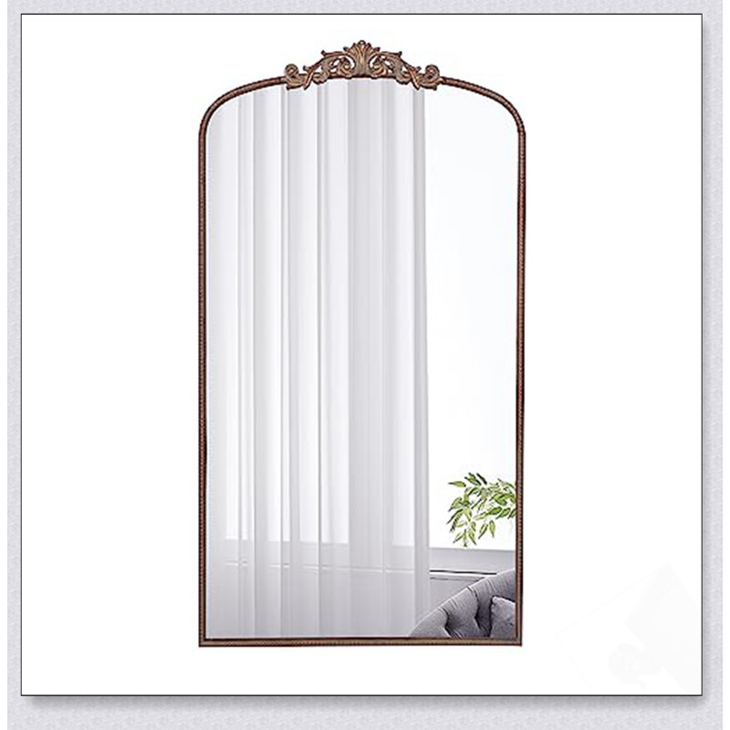 Miroir arqué pleine longueur 66 po x 36 po, cadre doré élégant pour le salon et la chambre à coucher