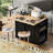 Kitchen Island With Power Outlet,Kitchen Storage Island With Drop Leaf And Rubber Wood,Open Storage And Wine Rack,5 Wheels,With Adjustable Storage-1296727027