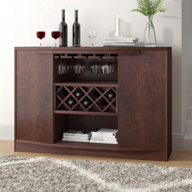 Bar avec rangement pour le vin Lipman, Noyer rétro