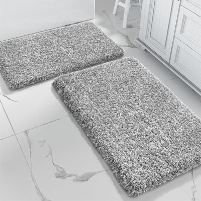 Ensemble de 2 tapis de bain moelleux, moelleux et antidérapant, super absorbant l'eau, 24 x 17 + 32 x 20 pouces, brun clair