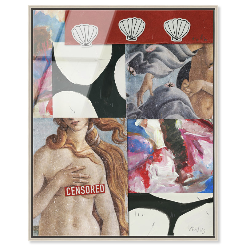 Vénus, œuvre d'art murale moderne en verre acrylique brillant, impression abstraite par Oliver Gal, 37"H x 31"W, Silver Frame