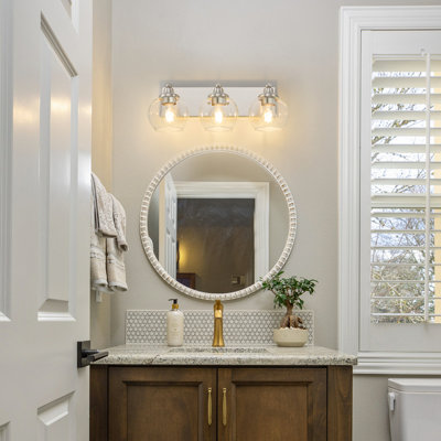 Meuble-lavabo 3 lumières avec verre