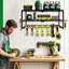 Support mural robuste pour organisateur d'outils électriques, support de rangement pour perceuse sans fil, support pour outils à batterie avec tablette de station de charge pour organisation de garage, atelier, panneau perforé, remise - 26 pouces, 7 fentes