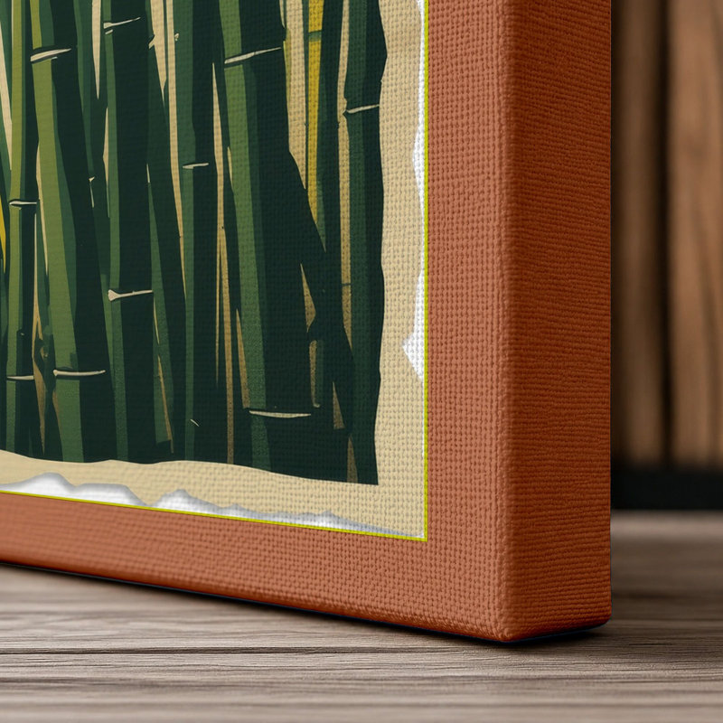 Bamboo Grove Light Japandi - Wrapped Canvas, 18x12 - 45.7 x 30.5 cm, Terracotta Border