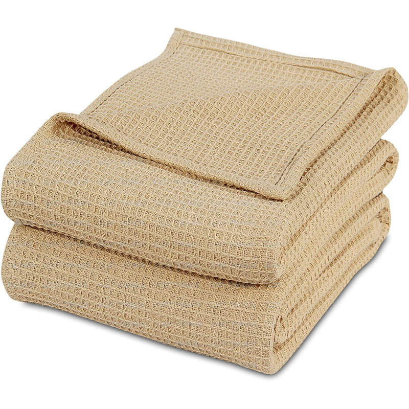 Couverture en coton, Très grand, Beige, 5