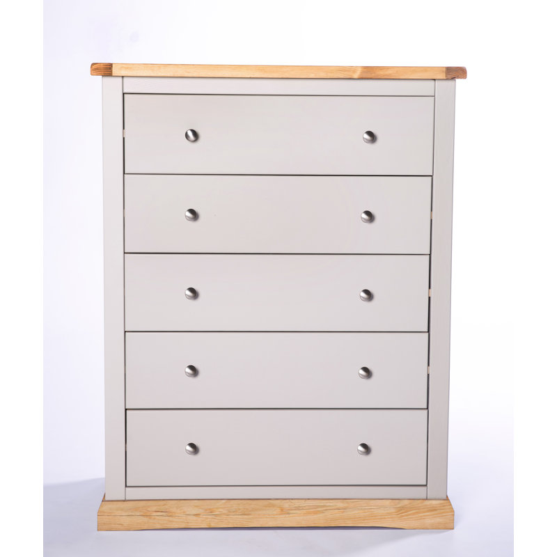 Emrich 90cm W 5 - Drawer Chest of Drawers, Chrome, Grey/Wood