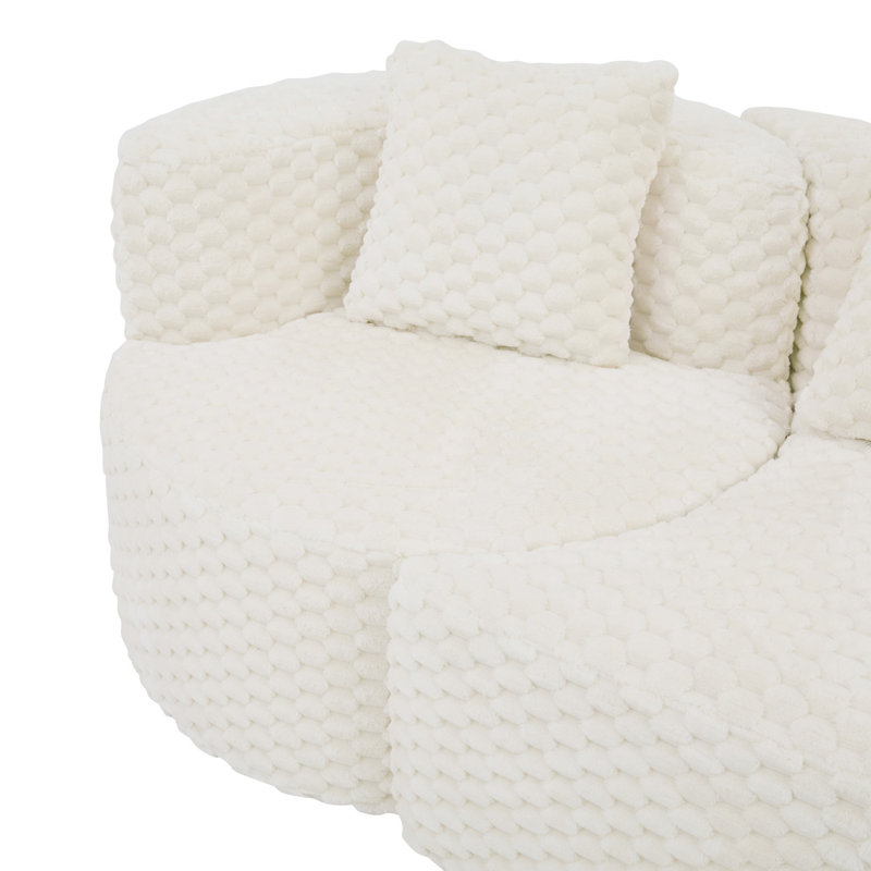 Canapé d'angle modulaire rembourré de 137,8 pouces de large, Blanc