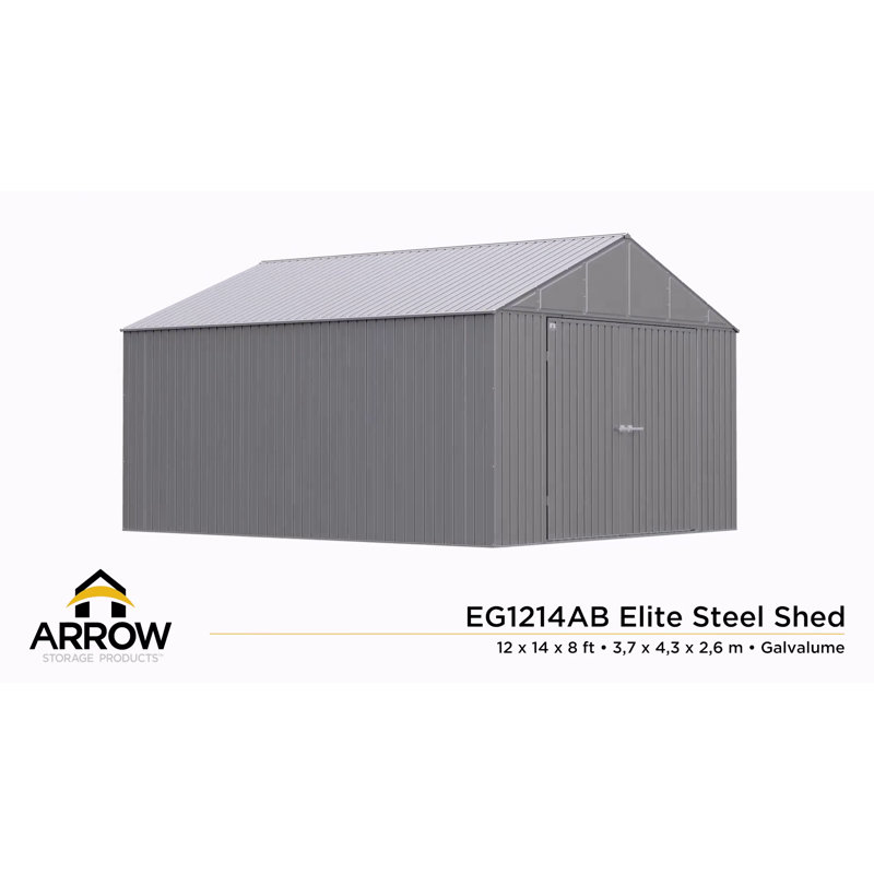 Anthracite Gray 12 ft. x 14 ft. Steel Storage Shed