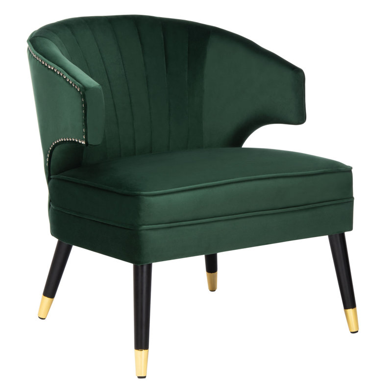 Velveteen Velvet Wingback Chair, Forest Green Velvet