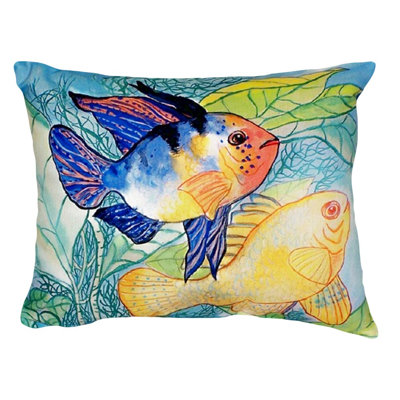 Two Fish Outdoor Reversible Throw Pillow