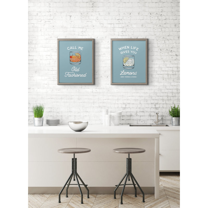 «When Life Gives You Lemons Blue» par The Creative Bunch Studio, art mural en verre encadré