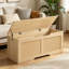Storage Bench with Toy Box, 43.3-Inch Rattan-Like Storage Chest, Sturdy Entryway Bench Supports 220 lb, Safety Hinge with U-Shaped Opening, Easy Assembly, Natural