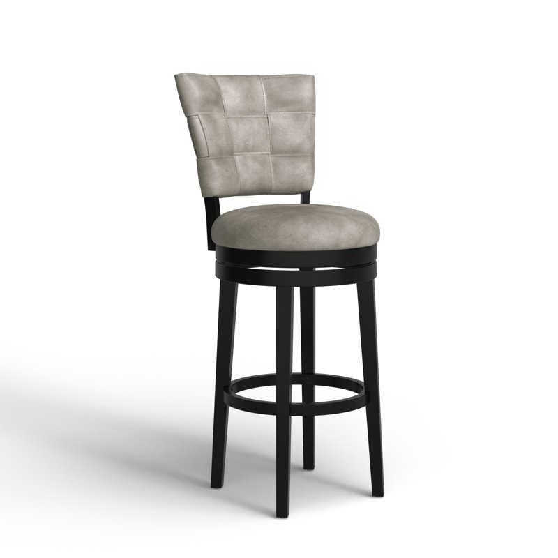Bittu Swivel Upholstered Counter Stool, Bar Stool (30" Seat Height), Granite Gray