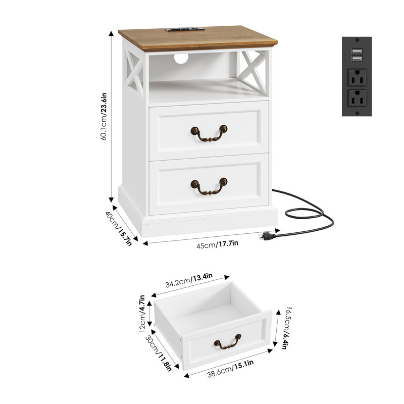 Commode verticale à 6 tiroirs H 45,5 po Analena, commode verticale, commode blanche Analena