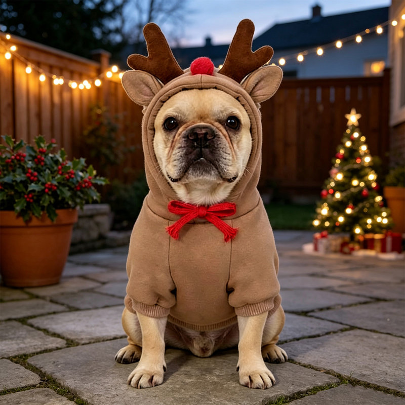 Décorations de Noël, vêtements pour animaux de compagnie, ours en peluche d'hiver pour petits et moyens chiens, tenue française