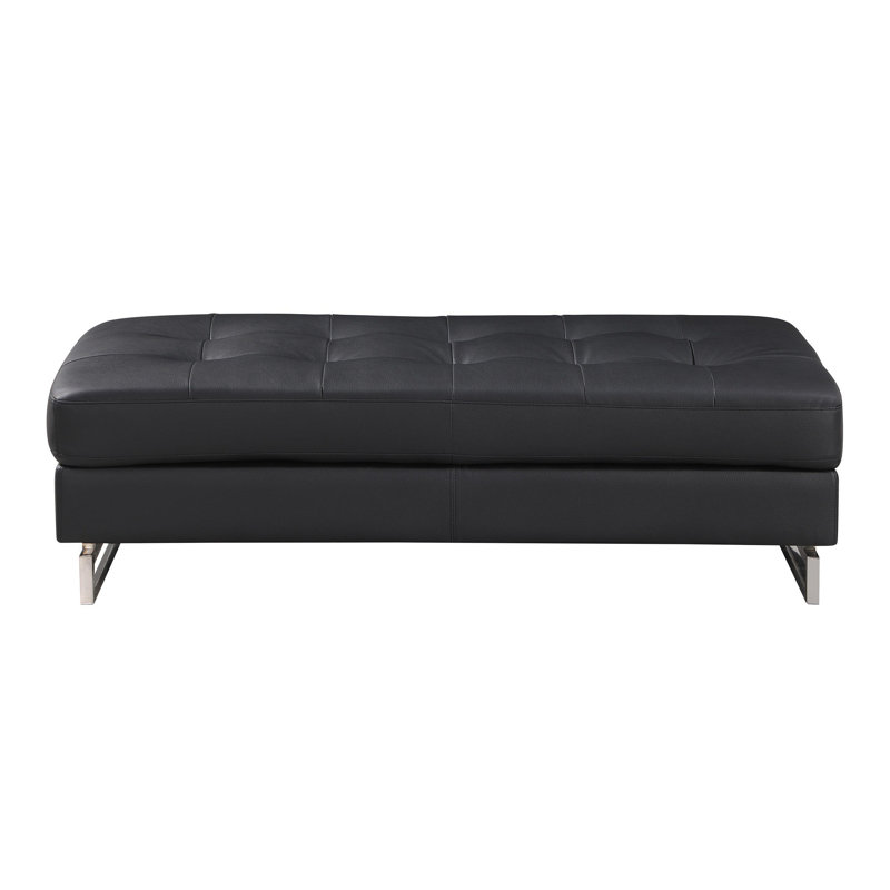 Repose-pieds en cuir véritable Global United, Noir, noir, noir, noir