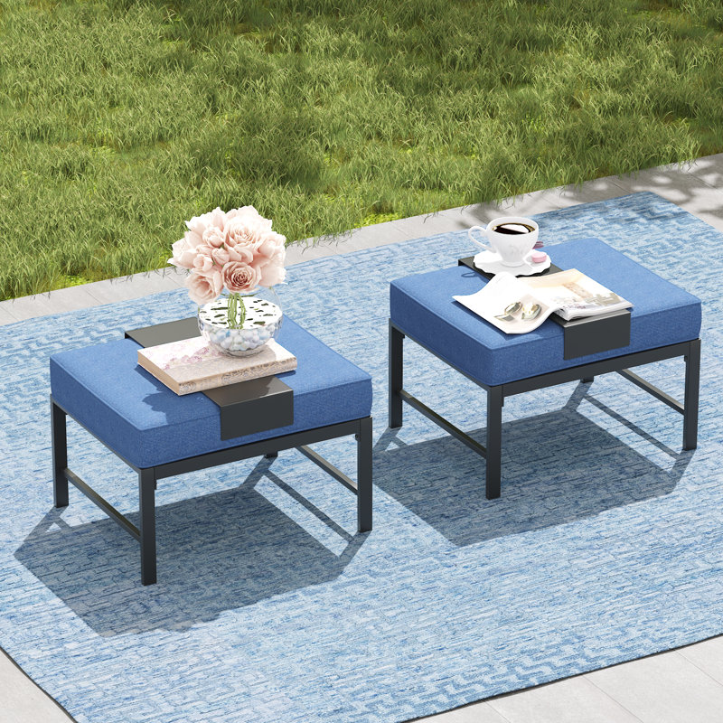 Repose-pieds d'extérieur Bular avec coussin Sunbrella®, Marine