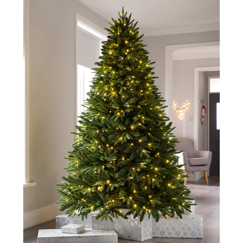 7ft Green Fir Artificial Christmas Tree 500 Coloured & White Lights