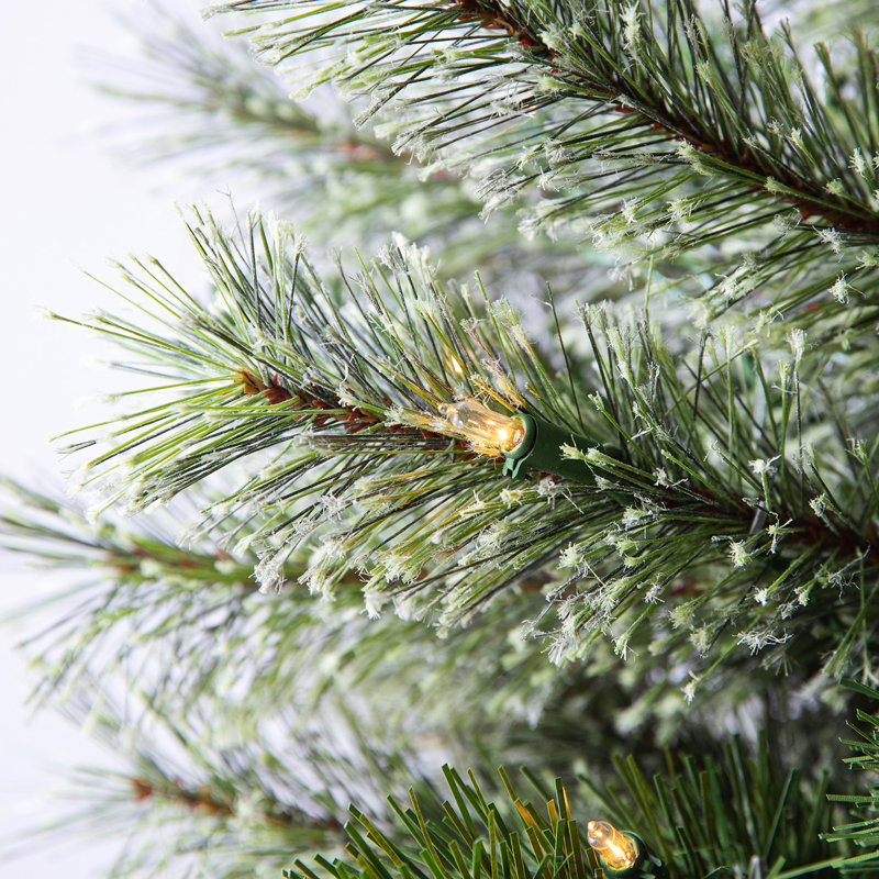 Home Heritage Stanley Pine Artificial Christmas Tree, 7' with Metal Base Stand, Gold