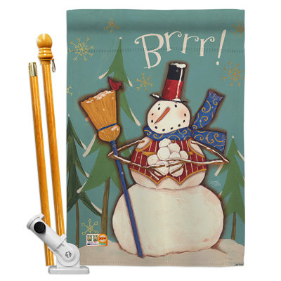 Brrr bonhomme de neige ! wonderland impressions décoratives de polyester 40 x 28 po ensemble de drapeau