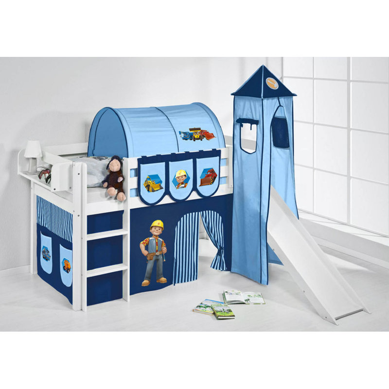 Jelle Bob the Builder Mid Sleeper Bed with Textile Set, European Single (90 x 200 cm)
