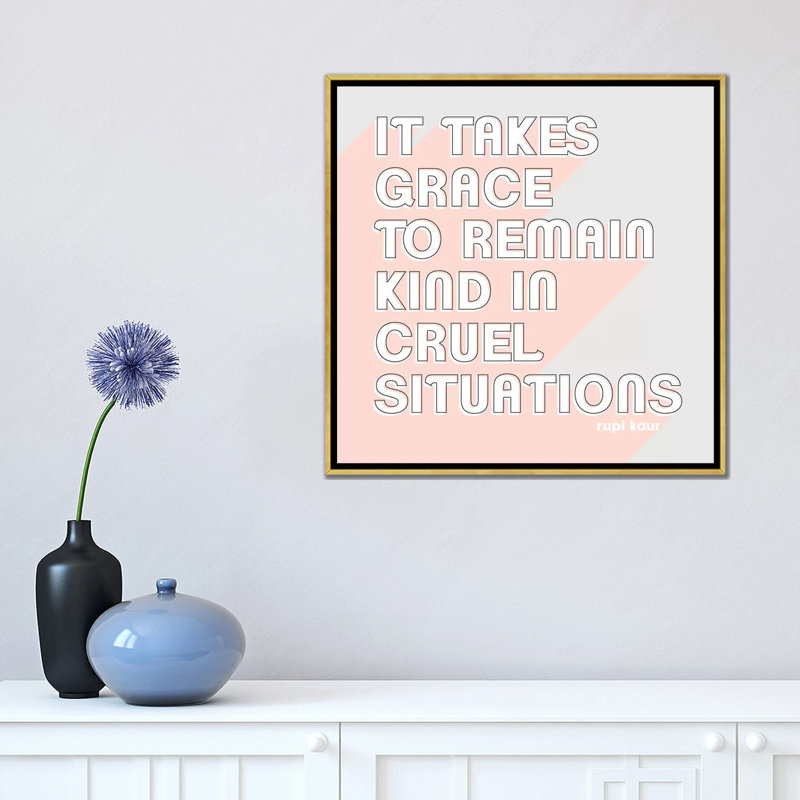 « Be kind I » par Grace Popp-impression d’art textuel, Toile encadrée d'or, Pas de tapis, H 18 po x l 18 po x 1,5 po