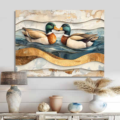 «Donal Ducks Love The Lake Landscape I», art mural grand canard