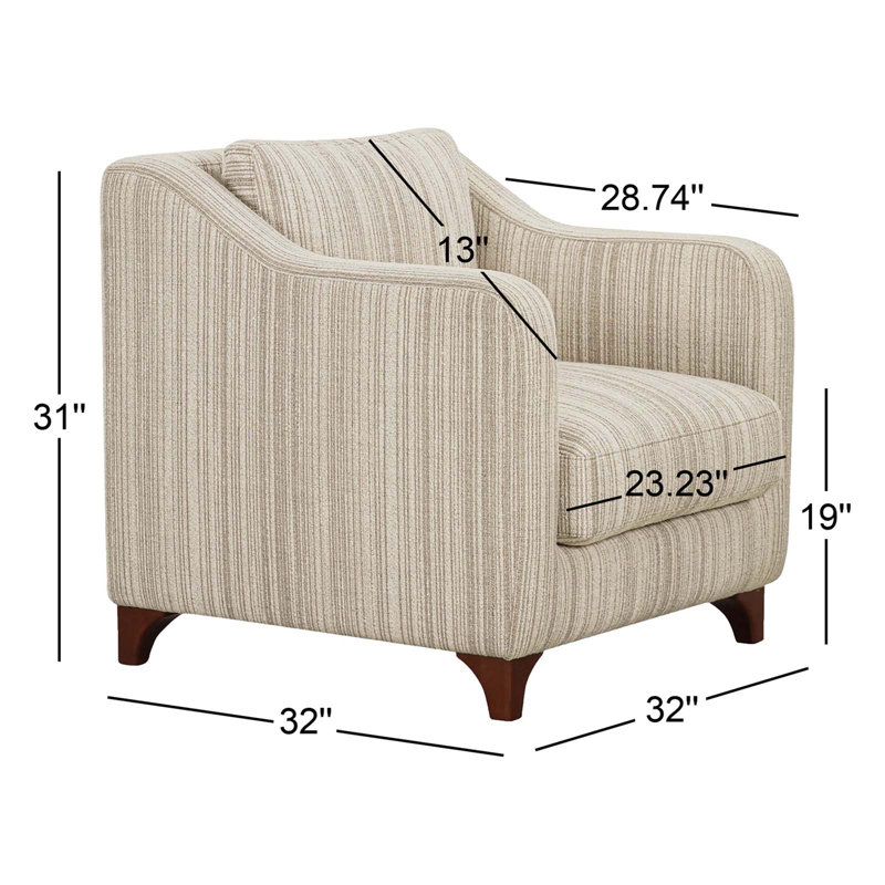 Hewitt Accent Chair Grey, Beige Stripe
