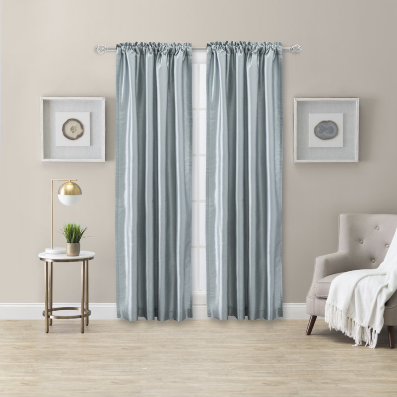 Paire de rideaux à patte arrière sur mesure, Bleu, l 50" x L 84"