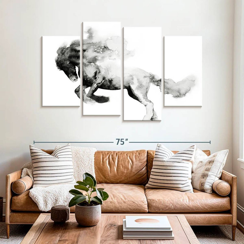 Black And White Horse, H 42 po x l 68 po