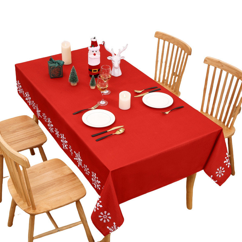Christmas Snowflake Tablecloth Waterproof Xmas Table Cloth, 274cm L x 137cm D