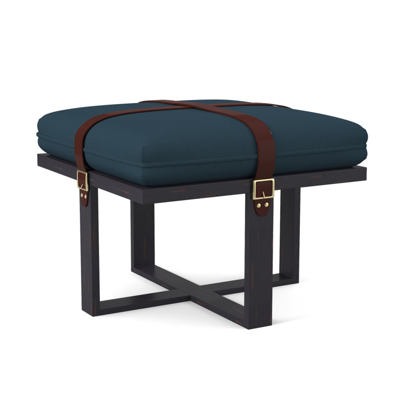 Upholstered Ottoman, Vintage Ebony, Margaret Lagoon Polyester Blend