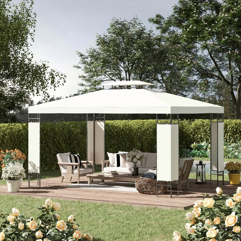 Abri de jardin d'extérieur à double toit 10 "x 13" avec moustiquaire Outsunny